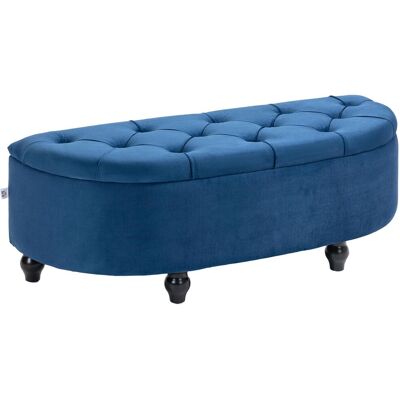 OEM Pouf De Rangement Coffre 2 En 1 - Pouf Capitonné Demi-cercle - Pieds Bois Hévéa Noir Revêtement Velours Bleu - Publicité OEM Pouf De Rangement Coffre 2 En 1 - Pouf Capitonné Demi-cercle - Pieds Bois Hévéa Noir Revêtement Velours Bleu - Publicité