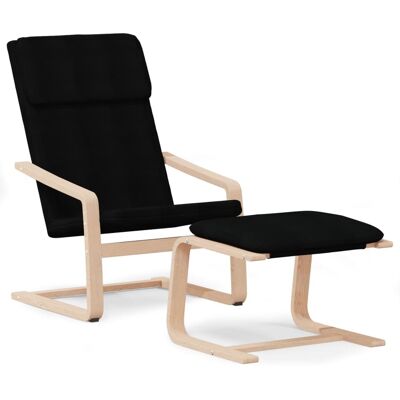 Maison Exclusive - Chaise De Relaxation Avec Repose-pied Noir Tissu - Publicité Maison Exclusive - Chaise De Relaxation Avec Repose-pied Noir Tissu - Publicité