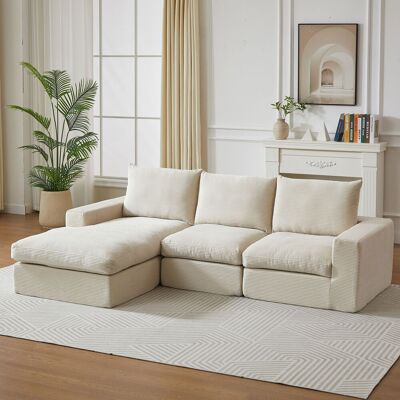 ACKERMAN Boneless Couch With Chaise, L-förmiges Modernes Gepolstertes Sofa Aus Cord Mit Drei Kissen, Cord-sofa Für Wohn- Und Schlafzimmer, Keine Montage Erforderlich(w3349s00016) - Publicité ACKERMAN Boneless Couch With Chaise, L-förmiges Modernes Gepolstertes Sofa Aus Cord Mit Drei Kissen, Cord-sofa Für Wohn- Und Schlafzimmer, Keine Montage Erforderlich(w3349s00016) - Publicité