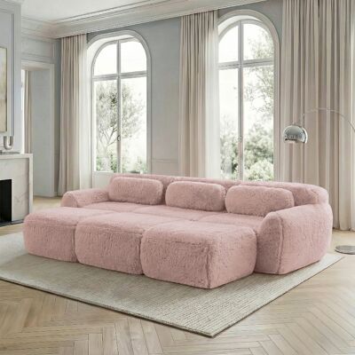 ACKERMAN Canapés Cloud Sans Ossature, Tissu Pelucheux Doux, Canapé-lit Modulaire Avec 3 Poufs, Canapés 3 Places, Canapé Confortable Pour Salon, Rose - Publicité ACKERMAN Canapés Cloud Sans Ossature, Tissu Pelucheux Doux, Canapé-lit Modulaire Avec 3 Poufs, Canapés 3 Places, Canapé Confortable Pour Salon, Rose - Publicité