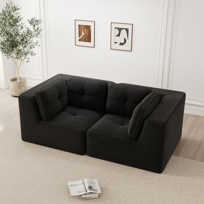 ACKERMAN Modular And Configurable Corner Sofa, Two-seater Frameless Sofa, Comfortable Corduroy Sofa, Suitable For Living Room And Bedroom,schwarz - Publicité ACKERMAN Modular And Configurable Corner Sofa, Two-seater Frameless Sofa, Comfortable Corduroy Sofa, Suitable For Living Room And Bedroom,schwarz - Publicité