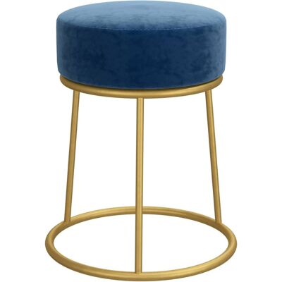 DESIGN IN Tabouret Rond Bleu Velours - Publicité DESIGN IN Tabouret Rond Bleu Velours - Publicité