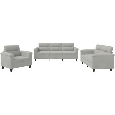 Maison Exclusive - Ensemble De Canapés 3 Pcs Coussins Gris Clair Tissu Microfibre - Publicité Maison Exclusive - Ensemble De Canapés 3 Pcs Coussins Gris Clair Tissu Microfibre - Publicité