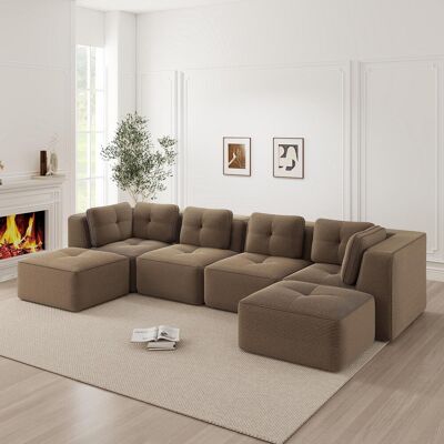 OEM Canapé D'Angle Modulaire Sans Cadre, Canapé En Forme De U Avec Repose-pieds, Canapé Inclinable Profond, Design Antidérapant, Aucun Assemblage Requis, Couleur Marron. Publicité OEM Canapé D'Angle Modulaire Sans Cadre, Canapé En Forme De U Avec Repose-pieds, Canapé Inclinable Profond, Design Antidérapant, Aucun Assemblage Requis, Couleur Marron. Publicité