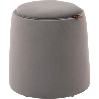 OEM Pouf/tabouret/repose-pieds Rond Rembourré 2 En 1 Avec Rangement Et Couvercle Amovible, Aspect Velours, Gris Foncé - Publicité OEM Pouf/tabouret/repose-pieds Rond Rembourré 2 En 1 Avec Rangement Et Couvercle Amovible, Aspect Velours, Gris Foncé - Publicité