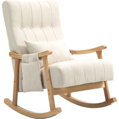 MIDUODUO Fauteuil Bascule Coussins Reins Siège Large Cadre Hêtre Jusqu'à 120 Kg Beige - Publicité MIDUODUO Fauteuil Bascule Coussins Reins Siège Large Cadre Hêtre Jusqu'à 120 Kg Beige - Publicité