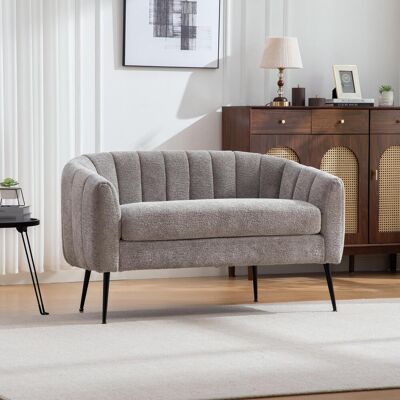 OEM Mini Méridienne (canapé D'Appoint) En Chenille, Canapé Deux Places Moderne Et Brillant Avec Pieds En Métal Et Revêtement Rainuré, Pour Salon, Chambre, Bureau, Petits Espaces, Gris - Publicité OEM Mini Méridienne (canapé D'Appoint) En Chenille, Canapé Deux Places Moderne Et Brillant Avec Pieds En Métal Et Revêtement Rainuré, Pour Salon, Chambre, Bureau, Petits Espaces, Gris - Publicité