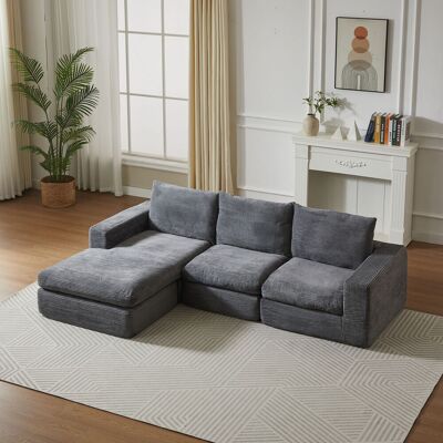ACKERMAN Canapé D'Angle Sans Os Avec Méridienne, Canapé Moderne En Velours Côtelé D'Une Forme Allongée, Avec Trois Coussins, Idéal Pour Le Salon Et La Chambre, Aucun Assemblage Requis - Publicité ACKERMAN Canapé D'Angle Sans Os Avec Méridienne, Canapé Moderne En Velours Côtelé D'Une Forme Allongée, Avec Trois Coussins, Idéal Pour Le Salon Et La Chambre, Aucun Assemblage Requis - Publicité