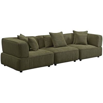 VENTE-UNIQUE Canapé 4 Places Modulable En Tissu Bouclette Vert Kaki Lelaco - Publicité VENTE-UNIQUE Canapé 4 Places Modulable En Tissu Bouclette Vert Kaki Lelaco - Publicité