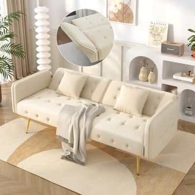 ACKERMAN Canapé-lit 2 Places Multifonctionnel Avec Fonction Lit, Dossier Réglable + Accoudoirs Multi-positions, Canapé Convertible Moderne Pour Salon, Revêtement Velours, Grande Surface De Couchage - Publicité ACKERMAN Canapé-lit 2 Places Multifonctionnel Avec Fonction Lit, Dossier Réglable + Accoudoirs Multi-positions, Canapé Convertible Moderne Pour Salon, Revêtement Velours, Grande Surface De Couchage - Publicité