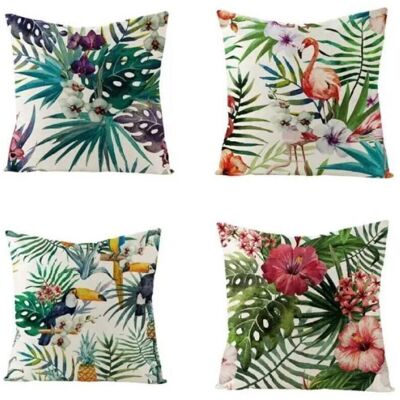 Scotch Housse De Coussin 45x45 Vert Taies D'Oreiller En Lin Coussins De Canapé Décoratifs Lot De 4 Tropical Housses De Coussin Décoratives Moderne - Publicité Scotch Housse De Coussin 45x45 Vert Taies D'Oreiller En Lin Coussins De Canapé Décoratifs Lot De 4 Tropical Housses De Coussin Décoratives Moderne - Publicité