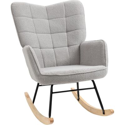 OEM Fauteuil À Bascule Rocking Chair Revêtement Bouclette Structure En Acier 71 X 98 X 101 Cm Gris Clair - Publicité OEM Fauteuil À Bascule Rocking Chair Revêtement Bouclette Structure En Acier 71 X 98 X 101 Cm Gris Clair - Publicité