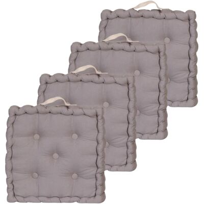 OEM Lot De 4 Coussins De Sol 40x40cm Avec Anse Contrastée, Gris - Publicité OEM Lot De 4 Coussins De Sol 40x40cm Avec Anse Contrastée, Gris - Publicité