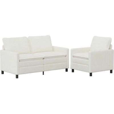 Ensemble De Canapés 2 Pcs Crème Polyester Vidaxl - Publicité Ensemble De Canapés 2 Pcs Crème Polyester Vidaxl - Publicité