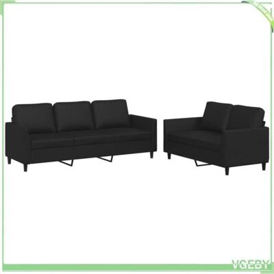 OEM Canapé - V Geby - Ensemble 2 Pcs - Similicuir Noir - 2/3 Places - Confort Ferme - Publicité OEM Canapé - V Geby - Ensemble 2 Pcs - Similicuir Noir - 2/3 Places - Confort Ferme - Publicité