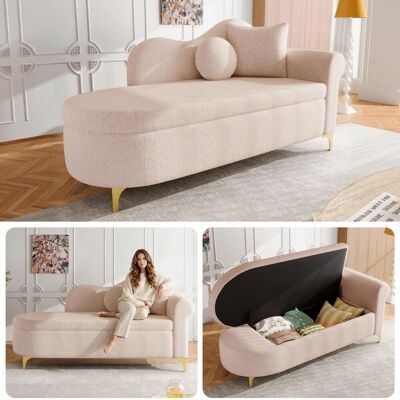 OEM Chaise Longue Multifonctionnelle Avec Rangement, 134 Cm, Design Moderne, Dossier Ondulé, Tissu Peluche, Coussin D'Assise Haute Densité Avec Coussin Lombaire Et Coussin Cervical. Publicité OEM Chaise Longue Multifonctionnelle Avec Rangement, 134 Cm, Design Moderne, Dossier Ondulé, Tissu Peluche, Coussin D'Assise Haute Densité Avec Coussin Lombaire Et Coussin Cervical. Publicité
