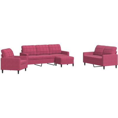 Maison Exclusive - Ensemble De Canapés 4 Pcs Avec Coussins Rouge Bordeaux Velours - Publicité Maison Exclusive - Ensemble De Canapés 4 Pcs Avec Coussins Rouge Bordeaux Velours - Publicité