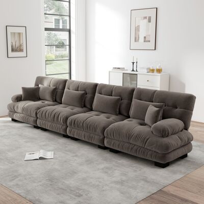 ARRIGONI Canapé D'Angle Modulaire 4 Places Avec Assise Profonde, Canapé-lit Confortable En Chenille Pour Salon, Appartement, Studio, Bureau, Chenille Marron - Publicité ARRIGONI Canapé D'Angle Modulaire 4 Places Avec Assise Profonde, Canapé-lit Confortable En Chenille Pour Salon, Appartement, Studio, Bureau, Chenille Marron - Publicité