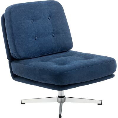 OEM Fauteuil Pivotant D'Appoint, Fauteuil De Lecture Capitonné En Chenille, Assise Large, Coussin En Plumes Et Pieds En Métal, Bleu Foncé - Publicité OEM Fauteuil Pivotant D'Appoint, Fauteuil De Lecture Capitonné En Chenille, Assise Large, Coussin En Plumes Et Pieds En Métal, Bleu Foncé - Publicité