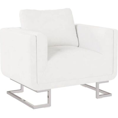 Maison Exclusive - Fauteuil Cube Avec Pieds Chromés Blanc Similicuir - Publicité Maison Exclusive - Fauteuil Cube Avec Pieds Chromés Blanc Similicuir - Publicité