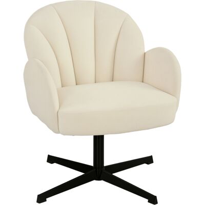 OEM Fauteuil Salon Pivotant De Appoint Rembourré En Velours Dossier Forme Coquille Coussin À Ressorts Beige - Publicité OEM Fauteuil Salon Pivotant De Appoint Rembourré En Velours Dossier Forme Coquille Coussin À Ressorts Beige - Publicité