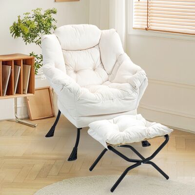 ACKERMAN Lazy Chair, Comfy Chairs With Foldable Footstool And A Side Pocket, Simple Style Small Chairs For Bedroom Living Room Balcony - Publicité ACKERMAN Lazy Chair, Comfy Chairs With Foldable Footstool And A Side Pocket, Simple Style Small Chairs For Bedroom Living Room Balcony - Publicité
