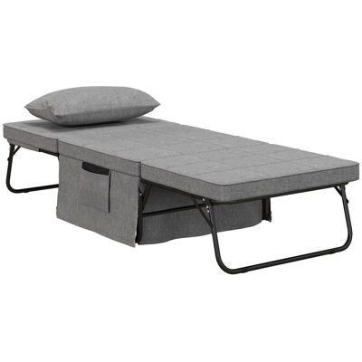 OEM Fauteuil Lit Convertible Chauffeuse Chaise Longue Et Pouf 4 En 1 Avec Dossier Inclinable 5 Positions Gris - Publicité OEM Fauteuil Lit Convertible Chauffeuse Chaise Longue Et Pouf 4 En 1 Avec Dossier Inclinable 5 Positions Gris - Publicité