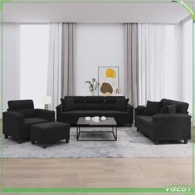 OEM Ensemble De Canapés 4 Pcs - Faf7291712414169 - Tissu Microfibre Noir - Structure Métal/contreplaqué - Assise Moelleuse - Publicité OEM Ensemble De Canapés 4 Pcs - Faf7291712414169 - Tissu Microfibre Noir - Structure Métal/contreplaqué - Assise Moelleuse - Publicité