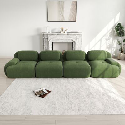 LEMONBEST Canapé D'Angle Modulable 388x103x75 Cm , Avec Accoudoirs Incurvés, Mousse Haute Élasticité, Sans Montage, Velours Côtelé, Vert - Publicité LEMONBEST Canapé D'Angle Modulable 388x103x75 Cm , Avec Accoudoirs Incurvés, Mousse Haute Élasticité, Sans Montage, Velours Côtelé, Vert - Publicité