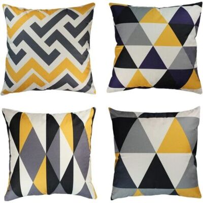 ABYSSE Lot De 4 Housses De Coussin Décoratives 45 X 45 Cm – Lin Géométrique Jaune Et Gris – Coutures Renforcées – Fermeture Éclair Invisible - Gris 18 X - Publicité ABYSSE Lot De 4 Housses De Coussin Décoratives 45 X 45 Cm – Lin Géométrique Jaune Et Gris – Coutures Renforcées – Fermeture Éclair Invisible - Gris 18 X - Publicité