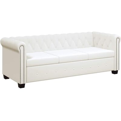 DESIGN IN Canapé Sofa Chesterfield À 3 Places Cuir Synthétique Blanc - Publicité DESIGN IN Canapé Sofa Chesterfield À 3 Places Cuir Synthétique Blanc - Publicité