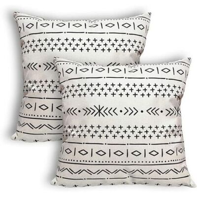 Bunthaus Lot De 2 Housses De Coussin Boho Noir & Crème, 18x18 Pouces, Imperméables, Décor Extérieur/intérieur Pour Canapé, Patio - Publicité Bunthaus Lot De 2 Housses De Coussin Boho Noir & Crème, 18x18 Pouces, Imperméables, Décor Extérieur/intérieur Pour Canapé, Patio - Publicité