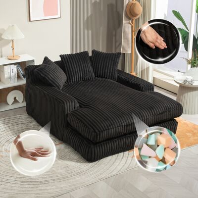 LEMONBEST Canapé De Sol Convertible En Velours Côtelé Avec 3 Coussins, Fauteuil Lounge Confortable Pour Salon Appartement Bureau - Noir - Publicité LEMONBEST Canapé De Sol Convertible En Velours Côtelé Avec 3 Coussins, Fauteuil Lounge Confortable Pour Salon Appartement Bureau - Noir - Publicité