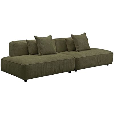 VENTE-UNIQUE Canapé 5 Places Ouvert Modulable En Tissu Bouclette Vert Kaki Lelaco - Publicité VENTE-UNIQUE Canapé 5 Places Ouvert Modulable En Tissu Bouclette Vert Kaki Lelaco - Publicité