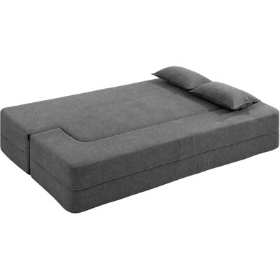 HEAT Canapé-lit 2 Places Avec Revêtement Chenille, Assise Et Accoudoirs Larges, 2 Coussins, Entièrement Compressé, Gris - Publicité HEAT Canapé-lit 2 Places Avec Revêtement Chenille, Assise Et Accoudoirs Larges, 2 Coussins, Entièrement Compressé, Gris - Publicité