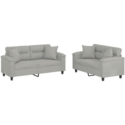 Maison Exclusive - Ensemble De Canapés 2 Pcs Coussins Gris Clair Tissu Microfibre - Publicité Maison Exclusive - Ensemble De Canapés 2 Pcs Coussins Gris Clair Tissu Microfibre - Publicité
