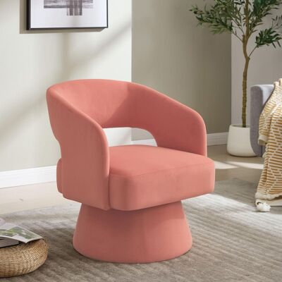 OEM Fauteuil Pivotant À 360°, Fauteuil Tonneau Moderne Et Confortable En Velours, Dossier Ouvert, Coussins En Mousse Souple, Base Pivotante En Métal Pour Salon/chambre/bureau - Publicité OEM Fauteuil Pivotant À 360°, Fauteuil Tonneau Moderne Et Confortable En Velours, Dossier Ouvert, Coussins En Mousse Souple, Base Pivotante En Métal Pour Salon/chambre/bureau - Publicité