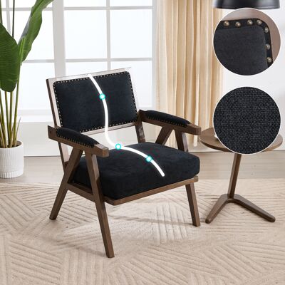 ACKERMAN Mid-century Modern Fabric Lounge Chair Einzelner Sofasessel Mit Armlehnen Holzrahmen Gepolsterte Liege Geeignet Für Wohnzimmer/schlafzimmer/arbeitszimmer/büro Dekoration (schwarzes Leinen) - Publicité ACKERMAN Mid-century Modern Fabric Lounge Chair Einzelner Sofasessel Mit Armlehnen Holzrahmen Gepolsterte Liege Geeignet Für Wohnzimmer/schlafzimmer/arbeitszimmer/büro Dekoration (schwarzes Leinen) - Publicité