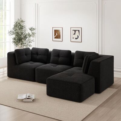 OEM Canapé D'Angle En L Sans Cadre, Canapé D'Angle Modulable, Canapé D'Angle Avec Pouf, Canapé Modulable En Velours Côtelé, Canapé Trois Places En Velours Côtelé, Assise Profonde, Convient Au Salon, - Publicité OEM Canapé D'Angle En L Sans Cadre, Canapé D'Angle Modulable, Canapé D'Angle Avec Pouf, Canapé Modulable En Velours Côtelé, Canapé Trois Places En Velours Côtelé, Assise Profonde, Convient Au Salon, - Publicité