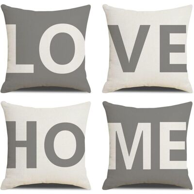 MOXIE Housse De Coussin Lot De 4 45 X 45cm Love Home Coton Et Lin Décoratif Taie D'Oreiller Pour Lit Voiture De La Maison Salon Chambre Pour Canapé Chambre Jardin - Publicité MOXIE Housse De Coussin Lot De 4 45 X 45cm Love Home Coton Et Lin Décoratif Taie D'Oreiller Pour Lit Voiture De La Maison Salon Chambre Pour Canapé Chambre Jardin - Publicité