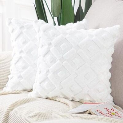Bunthaus Lot De 2 Housses De Coussin Peluche Luxe Blanc 45x45cm, Douces Et Confortables Pour Canapé Et Chambre - Publicité Bunthaus Lot De 2 Housses De Coussin Peluche Luxe Blanc 45x45cm, Douces Et Confortables Pour Canapé Et Chambre - Publicité