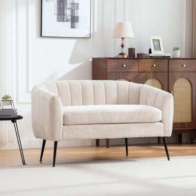 OEM Mini Méridienne (canapé D'Appoint) En Chenille, Canapé Deux Places Moderne Et Brillant Avec Pieds En Métal Et Revêtement Rainuré, Pour Salon, Chambre, Bureau, Petits Espaces, Beige - Publicité OEM Mini Méridienne (canapé D'Appoint) En Chenille, Canapé Deux Places Moderne Et Brillant Avec Pieds En Métal Et Revêtement Rainuré, Pour Salon, Chambre, Bureau, Petits Espaces, Beige - Publicité