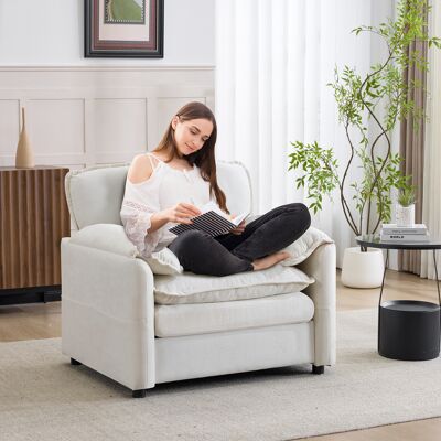 DEVOKO Simple Canapé, Adapté Aux Petits Salons, Balcons, Chambres Et Autres Pièces, Rétro Blanc Avec Poches Doubles De Rangement Sur Le Côté - Publicité DEVOKO Simple Canapé, Adapté Aux Petits Salons, Balcons, Chambres Et Autres Pièces, Rétro Blanc Avec Poches Doubles De Rangement Sur Le Côté - Publicité