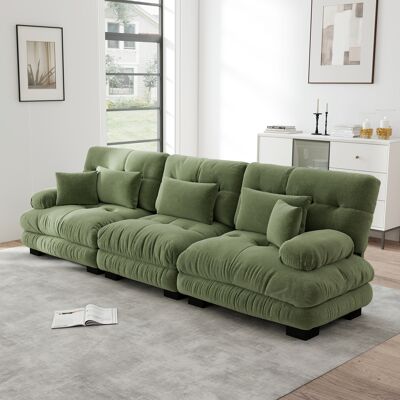 ARRIGONI Canapé D’angle Modulaire 3 Places Avec Assise Profonde, Canapé-lit En Chenille, Rembourré Confortablement Pour Salon, Appartement, Studio, Bureau, Chenille Verte - Publicité ARRIGONI Canapé D’angle Modulaire 3 Places Avec Assise Profonde, Canapé-lit En Chenille, Rembourré Confortablement Pour Salon, Appartement, Studio, Bureau, Chenille Verte - Publicité