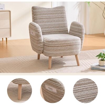 OEM Fauteuil Moderne, Tissu À Motifs Circulaires, Avec Poche Latérale, Pieds En Bois Massif, Fauteuil De Lecture Confortable, Salon, Chambre, Bureau (kaki Bouclé) - Publicité OEM Fauteuil Moderne, Tissu À Motifs Circulaires, Avec Poche Latérale, Pieds En Bois Massif, Fauteuil De Lecture Confortable, Salon, Chambre, Bureau (kaki Bouclé) - Publicité