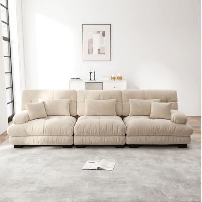 BEAOK Canapé Modulaire En Chenille Café Clair, Assise Profonde - Publicité BEAOK Canapé Modulaire En Chenille Café Clair, Assise Profonde - Publicité