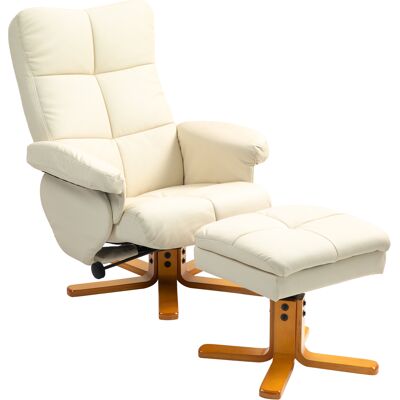 ACKERMAN Fauteuil Relax Avec Repose-pieds, Rangement, Fauteuil Tv Rembourré Avec Fonction Inclinaison, Pivotant 360°, Pour Chambre Et Salon, Simili Cuir, Blanc Crème - Publicité ACKERMAN Fauteuil Relax Avec Repose-pieds, Rangement, Fauteuil Tv Rembourré Avec Fonction Inclinaison, Pivotant 360°, Pour Chambre Et Salon, Simili Cuir, Blanc Crème - Publicité