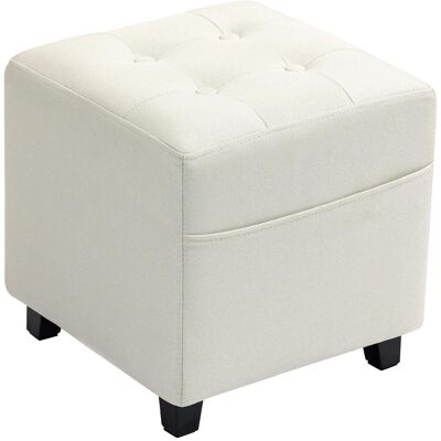 OEM Repose Pied Salon, Ottoman, Siège Rembourré Capitonné En Tissu Aspect Lin Avec Poche Latérale, 35 X 35 X 35 Cm, Crème - Publicité OEM Repose Pied Salon, Ottoman, Siège Rembourré Capitonné En Tissu Aspect Lin Avec Poche Latérale, 35 X 35 X 35 Cm, Crème - Publicité