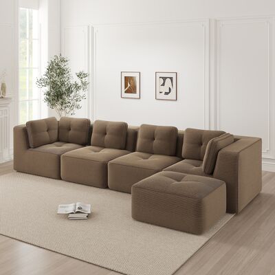 ACKERMAN Canapé De Salon Modulaire Sans Ossature, Canapé 4 Places Confortable Avec Assise Profonde, Coussins Moelleux Et Revêtement En Cord, Pas De Montage Requis Et Avec Design Antidérapant, Marron - Publicité ACKERMAN Canapé De Salon Modulaire Sans Ossature, Canapé 4 Places Confortable Avec Assise Profonde, Coussins Moelleux Et Revêtement En Cord, Pas De Montage Requis Et Avec Design Antidérapant, Marron - Publicité