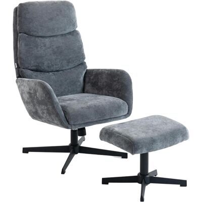 OEM Fauteuil Rembourré Avec Repose-pieds, Fauteuil Lounge À Dossier Haut, Piètement En Métal, Pour Salon, Chambre, Gris - Publicité OEM Fauteuil Rembourré Avec Repose-pieds, Fauteuil Lounge À Dossier Haut, Piètement En Métal, Pour Salon, Chambre, Gris - Publicité
